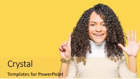  Presentation with curly hair - Amazing presentation design having up with fingers number six backdrop and a  colored foreground