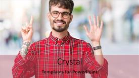  Presentation with glasses - PPT layouts with up with fingers number six background and a red colored foreground