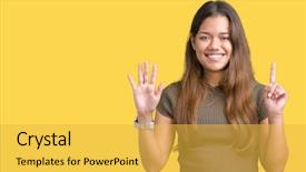  Presentation with driving over a cliff - Slide set featuring up with fingers number six background and a  colored foreground