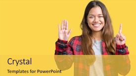  Presentation with woman in labor - Presentation theme consisting of up with fingers number six background and a  colored foreground