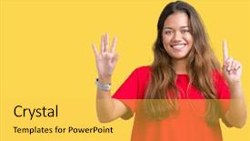  Presentation with number - Colorful presentation enhanced with up with fingers number six backdrop and a  colored foreground