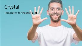  Presentation with creation of man - Cool new slides with up with fingers number ten backdrop and a light blue colored foreground