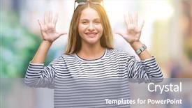  Presentation with puzzle pieces beautiful - Colorful theme enhanced with up with fingers number ten backdrop and a gray colored foreground