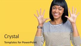  Presentation with african american wedding - PPT theme consisting of up with fingers number ten background and a yellow colored foreground