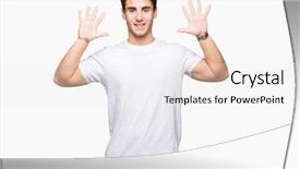  Presentation with number - Beautiful slide set featuring up with fingers number ten backdrop and a white colored foreground