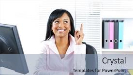  Presentation with black males business - Slides consisting of up with idea at desk background and a light blue colored foreground