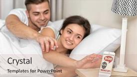  Presentation with couple - Beautiful PPT theme featuring up with mobile alarm clock backdrop and a  colored foreground