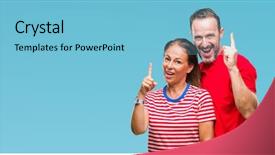  Presentation with movie theater loving couple - PPT theme with up with successful idea exit background and a  colored foreground