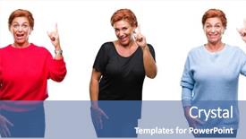  Presentation with collage - Presentation theme having up with successful idea exit background and a  colored foreground