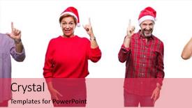  Presentation with group of children in christmas - Colorful presentation theme enhanced with up with successful idea exit backdrop and a  colored foreground