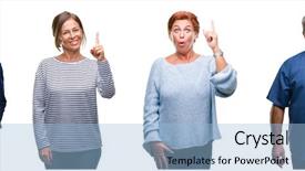  Presentation with happy retirement - Audience pleasing theme consisting of up with successful idea exit backdrop and a  colored foreground