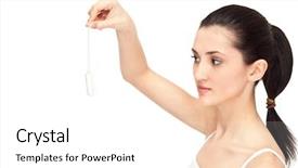  Presentation with vaginal - Presentation theme enhanced with up woman holding white vaginal background and a white colored foreground