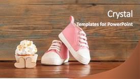  Presentation with birthday celebration - Theme enhanced with upcakes for a baby shower background and a tawny brown colored foreground