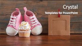  Presentation with birthday celebration - Colorful theme enhanced with upcakes for a baby shower backdrop and a tawny brown colored foreground