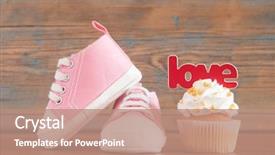  Presentation with baby celebration - Slide deck featuring upcakes for a baby shower background and a coral colored foreground