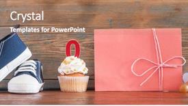  Presentation with birthday celebration - Cool new theme with upcakes for a baby shower backdrop and a coral colored foreground