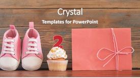  Presentation with baby celebration - PPT layouts enhanced with upcakes for a baby shower background and a coral colored foreground