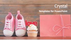  Presentation with baby celebration - PPT theme consisting of upcakes for a baby shower background and a  colored foreground