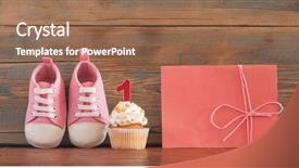  Presentation with birthday celebration - Slides enhanced with upcakes for a baby shower background and a coral colored foreground