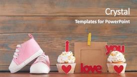  Presentation with baby celebration - Beautiful slides featuring upcakes for a baby shower backdrop and a coral colored foreground