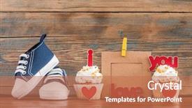  Presentation with baby celebration - Colorful PPT layouts enhanced with upcakes for a baby shower backdrop and a coral colored foreground