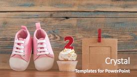  Presentation with baby celebration - Slide deck consisting of upcakes for a baby shower background and a coral colored foreground