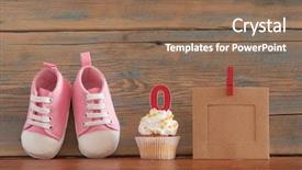  Presentation with birthday celebration - Slide deck featuring upcakes for a baby shower background and a  colored foreground