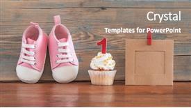  Presentation with birthday celebration - Cool new theme with upcakes for a baby shower backdrop and a  colored foreground