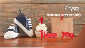  Presentation with baby celebration - Amazing slide deck having upcakes for a baby shower backdrop and a  colored foreground