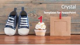  Presentation with birthday celebration - PPT theme consisting of upcakes for a baby shower background and a  colored foreground