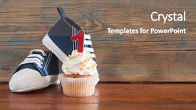  Presentation with baby celebration - Slide deck with upcakes for a baby shower background and a  colored foreground