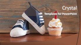  Presentation with birthday celebration - Audience pleasing slide deck consisting of upcakes for a baby shower backdrop and a  colored foreground