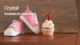  Presentation with birthday celebration - PPT theme featuring upcakes for a baby shower background and a  colored foreground