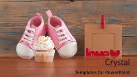  Presentation with birthday celebration - Beautiful slides featuring upcakes for a baby shower backdrop and a red colored foreground