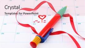  Presentation with valentines day - Beautiful slides featuring upcoming events - calendar page with hearts pen backdrop and a coral colored foreground