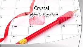  Presentation with page - PPT theme with upcoming events - calendar page with hearts pencil background and a  colored foreground