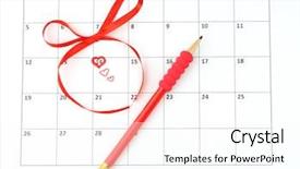  Presentation with valentines day - Colorful slides enhanced with upcoming events - calendar page with hearts pencil backdrop and a cool aqua colored foreground