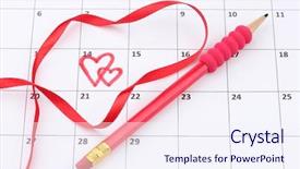  Presentation with valentines day - PPT theme enhanced with upcoming events - calendar page with hearts pencil background and a sky blue colored foreground