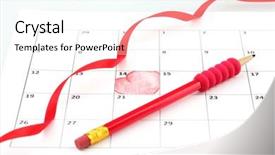  Presentation with valentines day - Presentation theme having upcoming events - calendar page with hearts pencil background and a cool aqua colored foreground