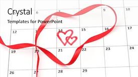  Presentation with valentines day - Slides having upcoming events - calendar page with hearts background and a sky blue colored foreground