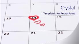  Presentation with page - Slide deck consisting of upcoming events - calendar page with hearts background and a  colored foreground