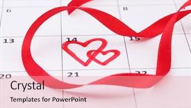  Presentation with page - Colorful slide deck enhanced with upcoming events - calendar page with hearts backdrop and a coral colored foreground