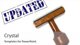  Presentation with stamp - Slide deck enhanced with updated stamp on white background background and a white colored foreground