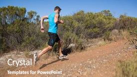 Presentation with professional tennis player athlete man - Presentation featuring uphill - athletic man jogging up country background and a coral colored foreground