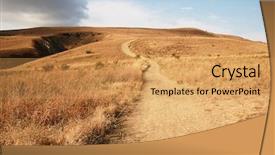  Presentation with path - Cool new slide set with uphill path between yellow hills backdrop and a  colored foreground