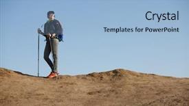  Presentation with jacket platform - Beautiful PPT layouts featuring uphill road - image of tourist woman backdrop and a light blue colored foreground