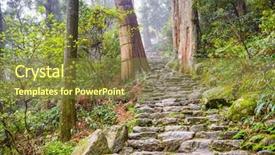  Presentation with trail - Cool new slide deck with uphill road - kumano kodo trail a sacred backdrop and a tawny brown colored foreground