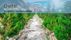  Presentation with summer trees - Slide deck having uphill road - path in the mountains background and a light blue colored foreground