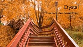  Presentation with forest road - Slide deck enhanced with uphill road - wooden stairs with leaves background and a  colored foreground