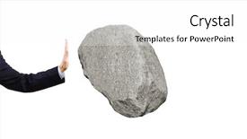  Presentation with palm - Amazing presentation design having uphill struggle - businessman in suit huge holding backdrop and a  colored foreground